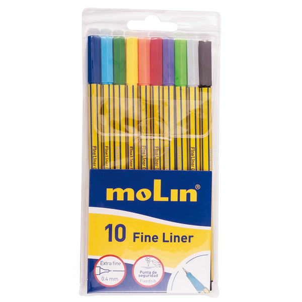 עט ראש לבד MOLIN FINE LINER מארז 10 יחידות