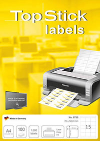 מדבקות לבנות להדפסה במגוון גדלים למדפסות לייזר והזרקת דיו Top Stick Labels