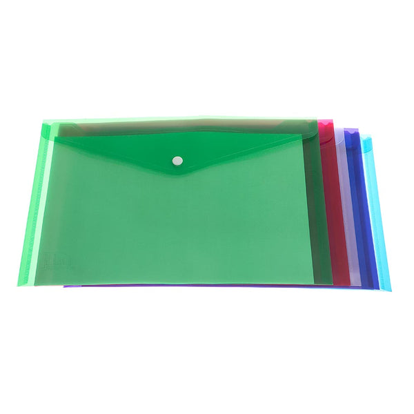 תיק פלסטיק מעטפה+ סגירת תיק תק A4 במגוון צבעים מבית חנן